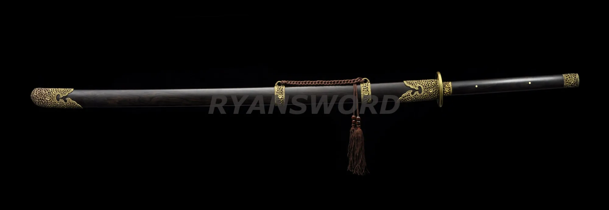 Miao Dao Chinese Sword Decorative-Cutting Fittings Ebony Scabbard